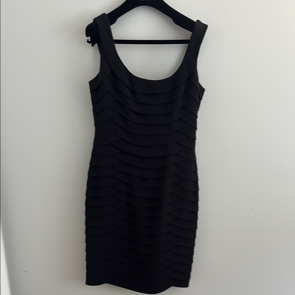 Carmen Marc Valvo Black Ruched Sleeveless Mini Dress